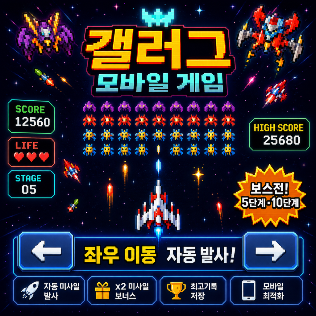 갤러그 게임 무료 모바일 오락기